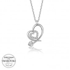 Swarovski Taşlı Gümüş Kalp Bayan Kolye