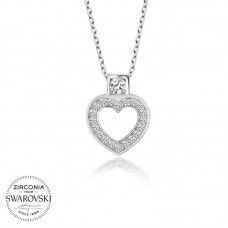 Swarovski Taşlı Gümüş Kalp Bayan Kolye