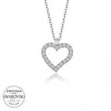 Swarovski Taşlı Gümüş Kalp Bayan Kolye