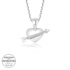 Swarovski Taşlı Gümüş Kalp Bayan Kolye