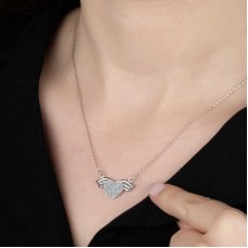 Swarovski Taşlı Gümüş Kalp Bayan Kolye
