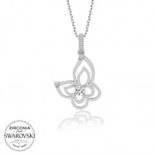 Swarovski Taşlı Gümüş Kelebek Bayan Kolye
