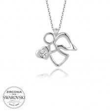 Swarovski Taşlı Gümüş Melek Bayan Kolye