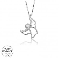 Swarovski Taşlı Gümüş Melek Bayan Kolye