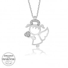 Swarovski Taşlı Gümüş Su Perisi Bayan Kolye