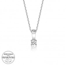 Swarovski Taşlı Gümüş Tektaş Bayan Kolye