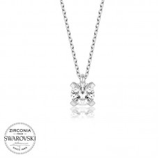 Swarovski Taşlı Gümüş Tektaş Bayan Kolye