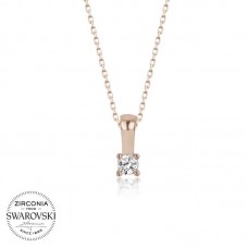 Swarovski Taşlı Gümüş Tektaş Bayan Kolye