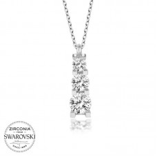 Swarovski Taşlı Gümüş Üçtaş Tektaş Bayan Kolye