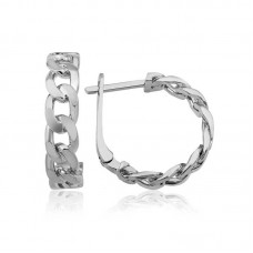 ​Gümüş Zincir Desenli Halka Küpe