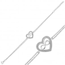 Gümüş Kalp Sonsuzluk Bayan Bileklik