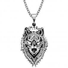 ​Gümüş Göktürkçe Türk Yazılı Kurt Kolye