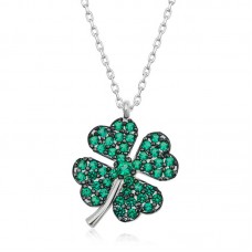 Gümüş Dört Yapraklı Yonca Kadın Kolye