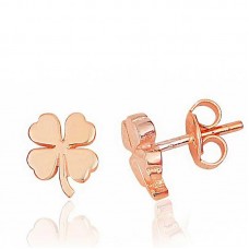 Gümüş Rose Yonca Çivili Kadın Küpe