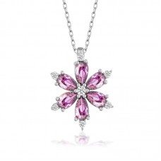 Gümüş Mor Lotus Çiçeği Kadın Kolye