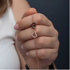 Gümüş Rose Kalpli Sonsuzluk Kadın Bileklik