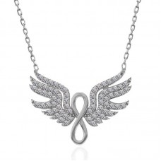 Gümüş Melek Kanadı Sonsuzluk Kadın Kolye