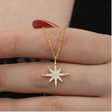 Gümüş Gold Kutup Yıldızı Kadın Kolye