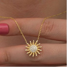 Gümüş Gold Güneş Kadın Kolye