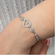 Gümüş Kalp Sonsuzluk Kadın Su Yolu Bileklik