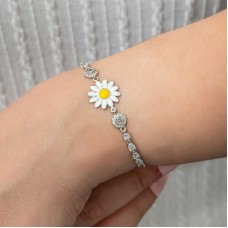 Gümüş Papatya Su Yolu Kadın Bileklik