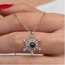 Gümüş 100 Dilde Seni Seviyorum Kar Tanesi Kadın Kolye