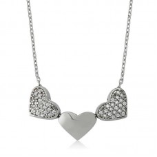 Gümüş 3 Kalpli Bayan Kolye