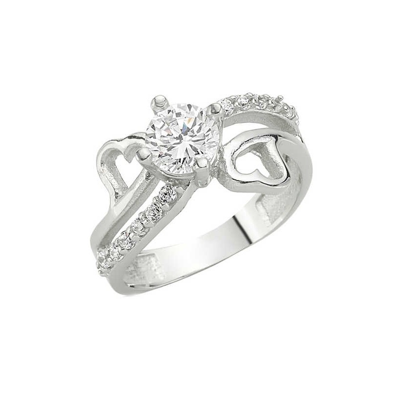 Gümüş Kalpli Tek Taş Bayan Yüzük Gümüş Kalpli Tek Taş Bayan Yüzük