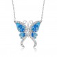 Gümüş Mavi Kelebek Bayan Kolye