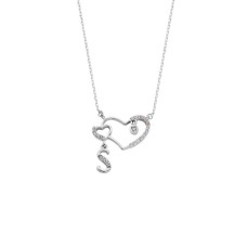 Birleşik Kalpli Harfli Gümüş Kolye GMS1497