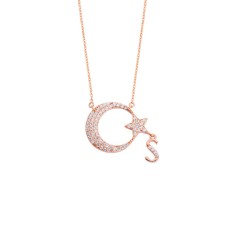 Ay Yıldızım Harfli Gümüş Kolye GMS989
