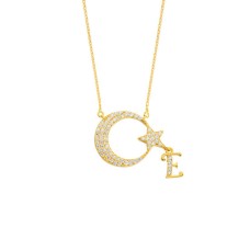 Ay Yıldızım Harfli Gümüş Kolye GMS990
