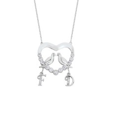 Su Yolu Kalpli Harfli Gümüş Kolye  GMS1618