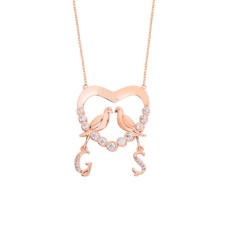 Su Yolu Kalpli Harfli Gümüş Kolye  GMS1619