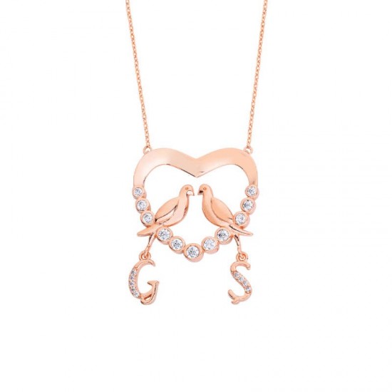 Su Yolu Kalpli Harfli Gümüş Kolye GMS1619 Su Yolu Kalpli Harfli Gümüş Kolye GMS1619