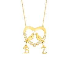 Su Yolu Kalpli Harfli Gümüş Kolye  GMS1620