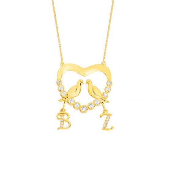 Su Yolu Kalpli Harfli Gümüş Kolye GMS1620 Su Yolu Kalpli Harfli Gümüş Kolye GMS1620