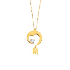 Kalp Kalbe Harfli Gümüş Kolye GMS1623