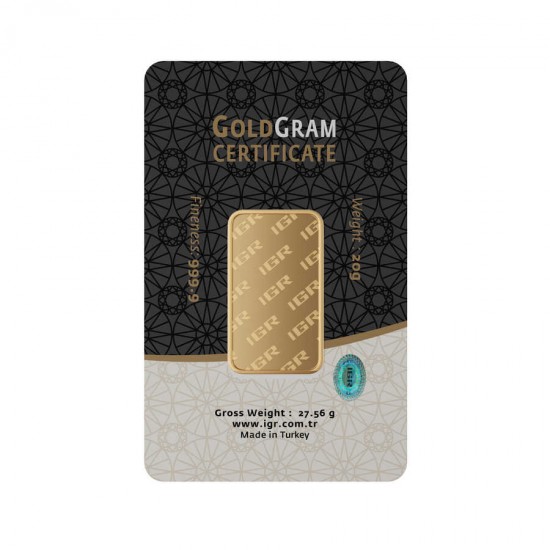 20 gr 999.9 IAR Gram Külçe Altın 20 gr 999.9 IAR Gram Külçe Altın