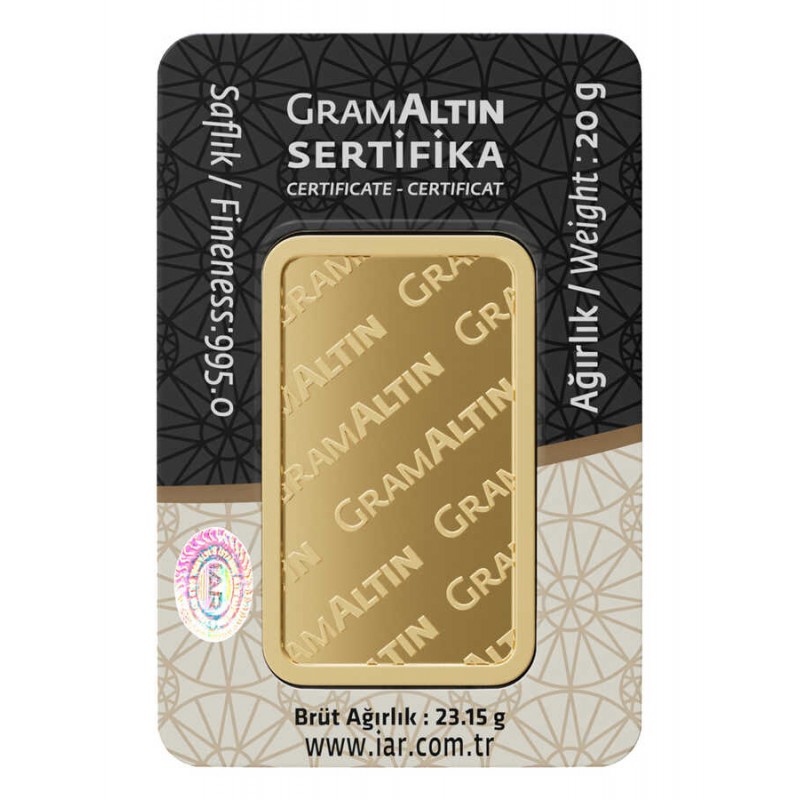 20 gr 24 Ayar İAR Gram Külçe Altın