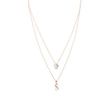 Kalpli Taşlı Çift Zincir Harfli Gümüş Kolye  GMS998