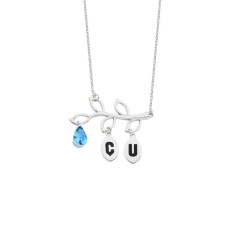 Zeytin Dalı Harfli Gümüş Kolye GMS1000