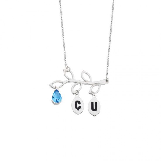 Zeytin Dalı Harfli Gümüş Kolye GMS1000