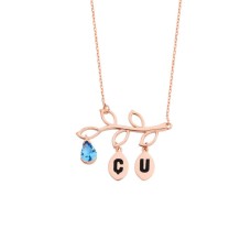 Zeytin Dalı Harfli Gümüş Kolye  GMS1001