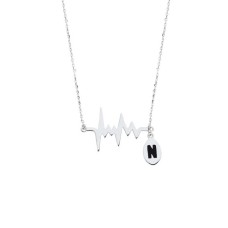 Nabız Harfli Gümüş Kolye  GMS1003