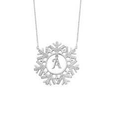 Kar Tanesi Harfli Gümüş Kolye  GMS1629