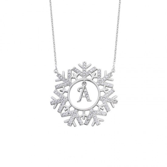 Kar Tanesi Harfli Gümüş Kolye  GMS1629