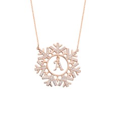 Kar Tanesi Harfli Gümüş Kolye  GMS1630