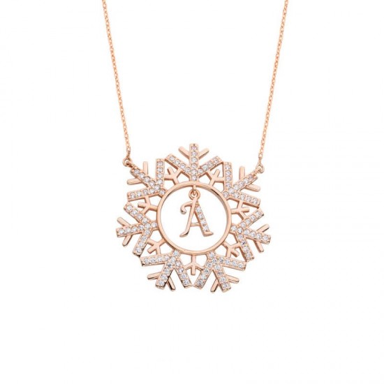 Kar Tanesi Harfli Gümüş Kolye  GMS1630