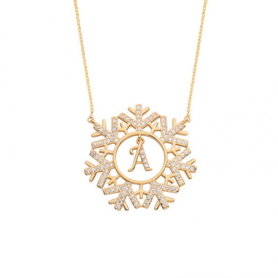 Kar Tanesi Harfli Gümüş Kolye  GMS1631